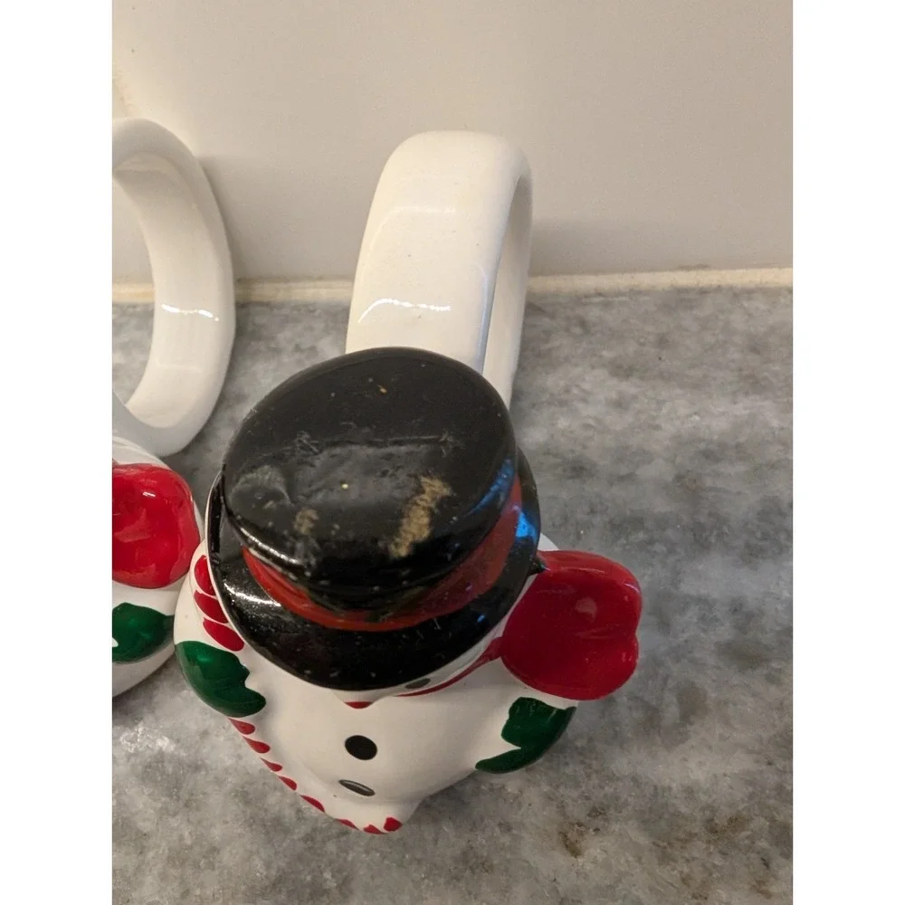 Set‎ of 6 Vintage Ceramic Jolly Snowmen Napkin Holders, Made In The Philippines